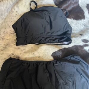 Catalina & OP Black Swimsuit‎ Tankini Top and Skirt Bottoms Size Large